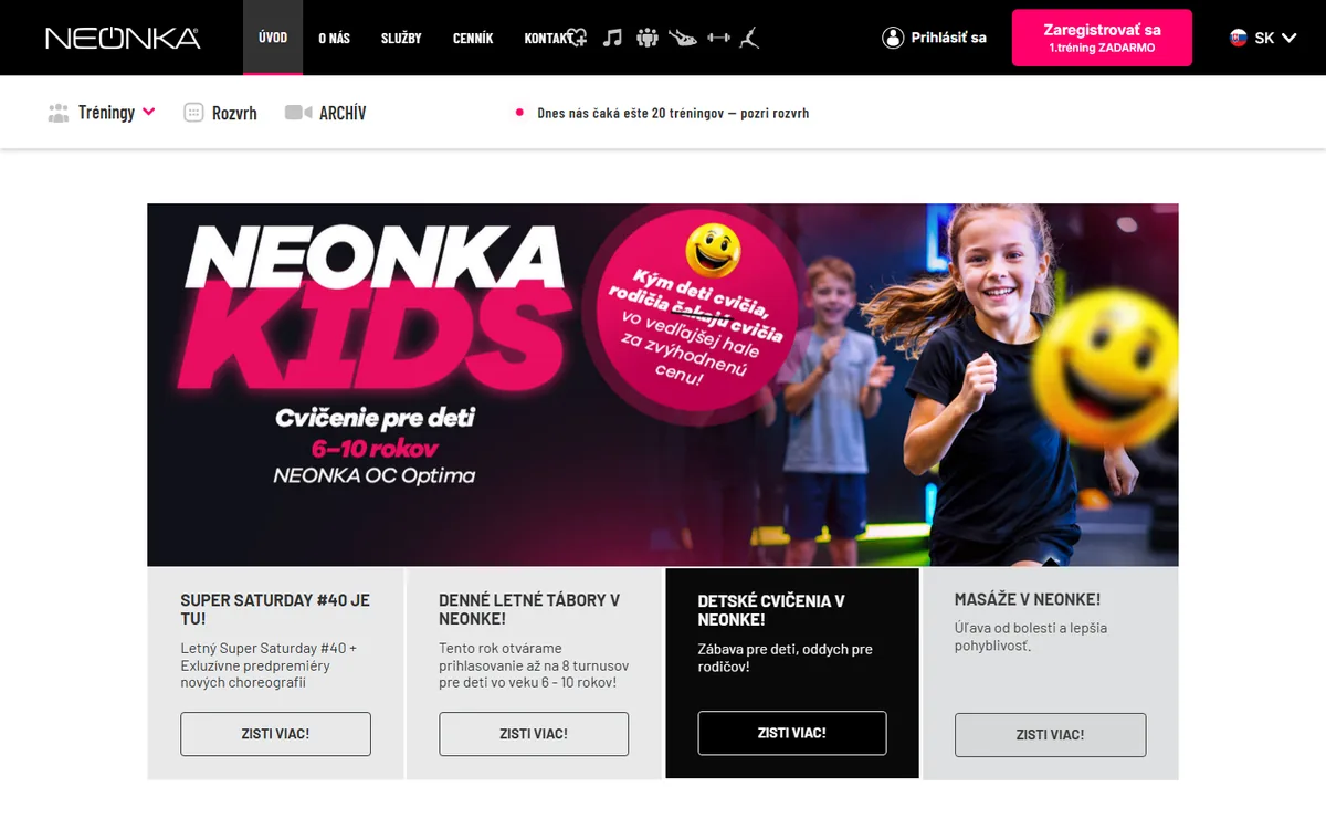 NEONKA fitness centrum – web