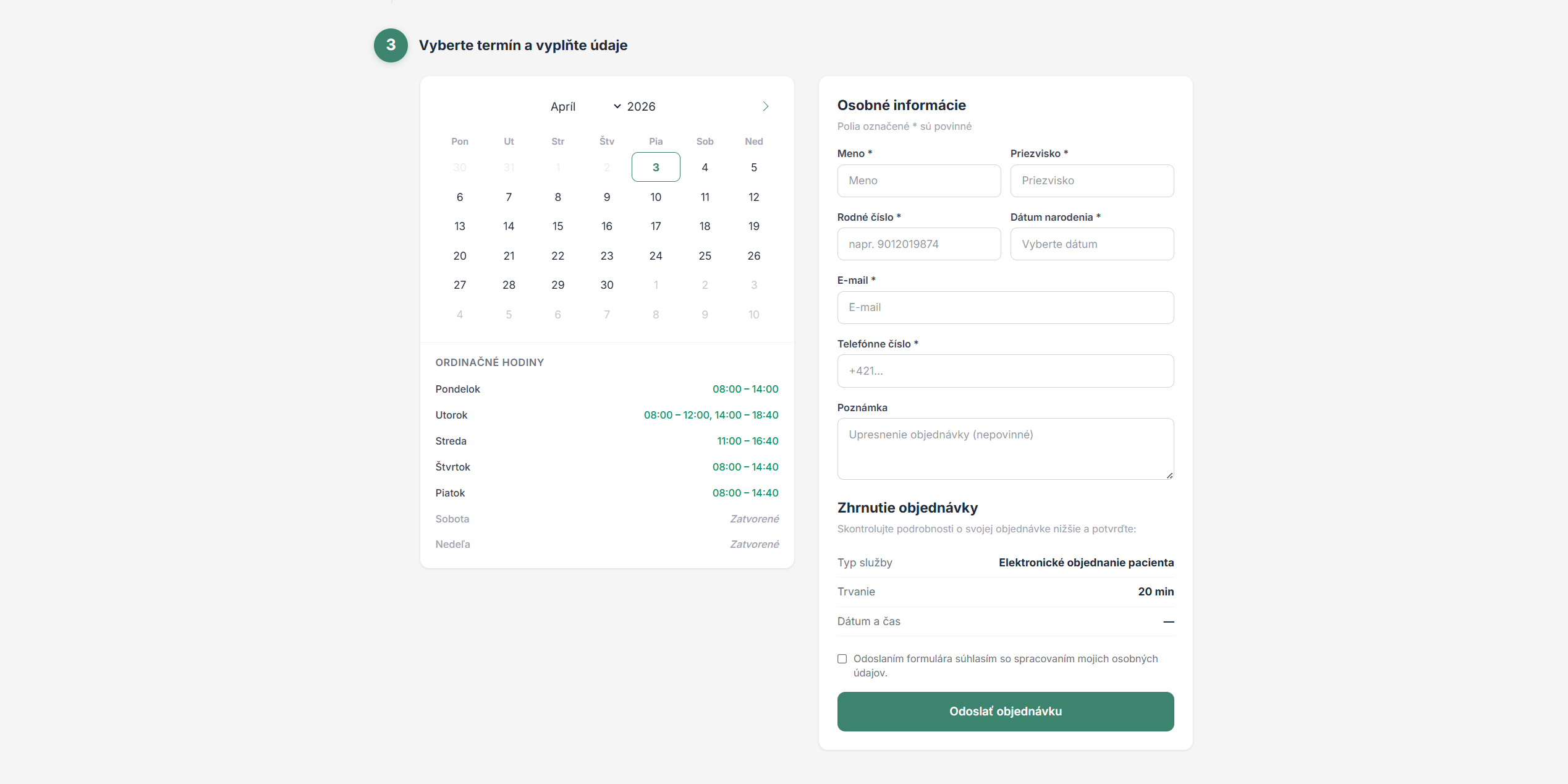 Online rezervácia termínu